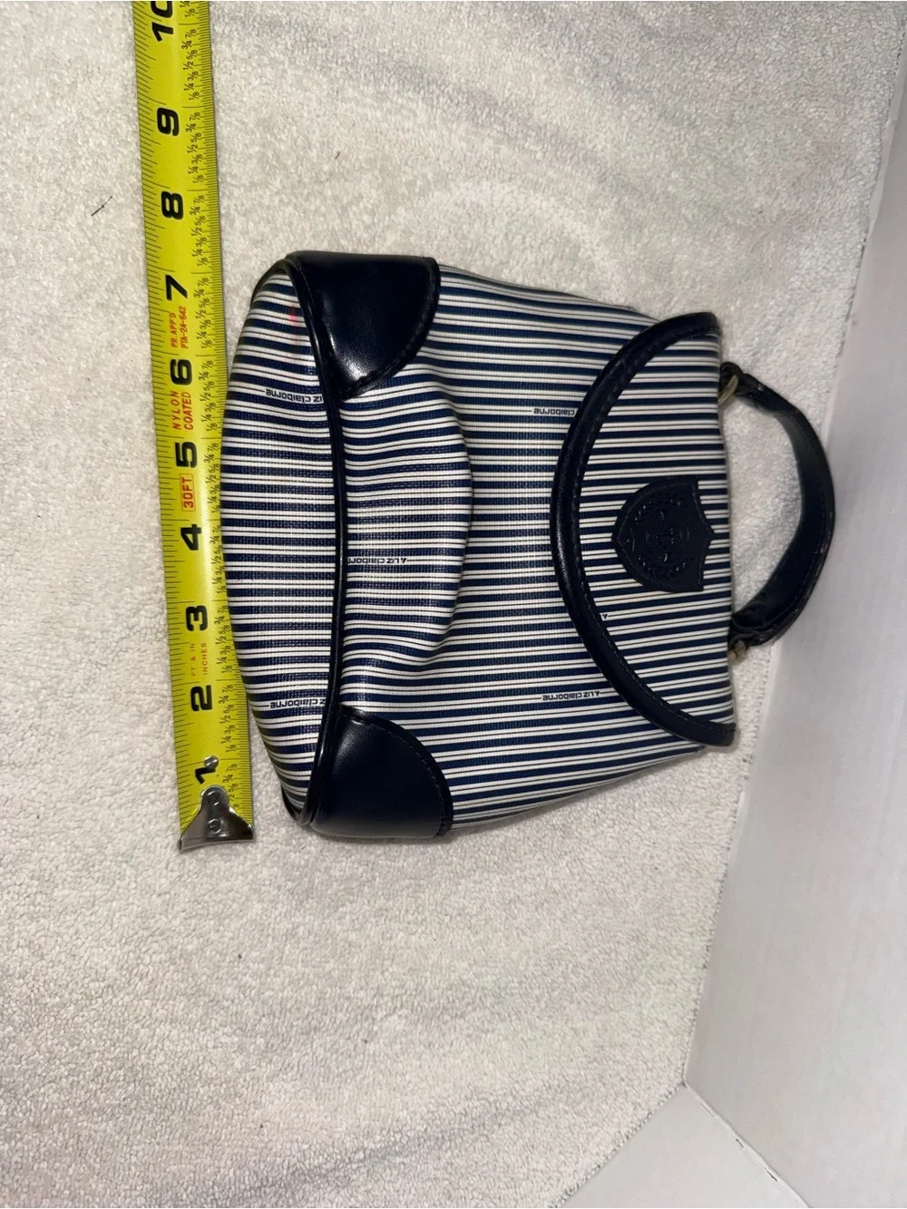 Liz Claiborne Striped Navy and White Top-Handle Women's Bag